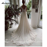 runhufu V neck Bohemian Wedding Dresses Lace Bridal Gowns tulle A-Line Wedding gown Robe De Mariee Country gelinlik