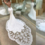 Runhufu Sexy Backless Mermaid Wedding Dresses Sweetheart See Through Lace Bridal Gown Cathedral Bridal Dress suknia ślubna