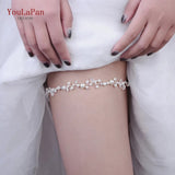 Runhufu HT03-S Silver Pearl Bridal Leg Garter Bridal Thigh Leg Garter Ring Wedding Garter Belt Wedding Party Bridal Leg Garter