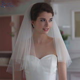 Runhufu NICEB White Ivory Tulle Short Elbow Length Veils 2 Layers Wedding Accessories Short Wedding Veil In Stock Hot Selling
