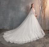 runhufu Chinese Wedding Dress With Long Cap Lace Wedding Gown With Long Train Embroidery Princess Plus Szie Bridal Dress