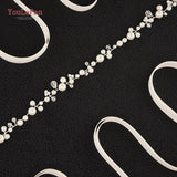 Runhufu SH03 Silver Golden Crystal Bridal Belts Handmade Wedding Thin Belts for Dress Pearl Wedding Sash Belt Women Waistband