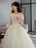 Runhufu Off The Shoulder Light Wedding Dress 2023 New Bridal Dress Ball Gown Tulle Wedding Dress