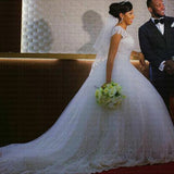 runhufu Wedding Dress 2023 O-neck Bridal Dress With Train Lace Up Ball Gown Princess Luxury Lace Wedding Gowns Customize
