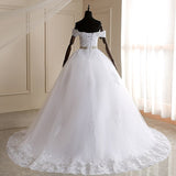 runhufu Train Ball Gown Belted Wedding Dresses 2023 Bridal Dress Off Shoulder Vestidos De Novia Robe De Mariee