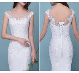 runhufu Novias Illusion Sexy Mermaid Wedding Dress New Style Korean Lace Appliques Sequined Fishtail Bride Princess estidos de noiva