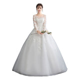 runhufu Wedding Dress 2023 New Full Sleeve Classic Embroidery Lace Up Ball Gown Princess Wedding Dresses Robe De Mariee