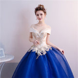 runhufu Novias Blue Quinceanera Dresses Elegant O Neck Off The Shoulder Lace Beading Party Prom Luxury Quinceanera Dress Pluse Size