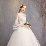 Runhufu Wedding Dresses 2023 New Cheap Wedding Dress Full Flare Sleeve Lace Embroidery Princess Vestido De Noiva F