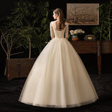 runhufu Champagne Wedding Dress Half Sleeve Simple Lace Fashion Wedding Gown Plus Size Bridal Dresses Vestido De Noiva X