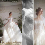 Runhufu Arrival Vestido De Noiva 2023 Long Sleeve Wedding Dresses Tulle Lace Bride Dresses Wedding Gowns Vintage Wedding Dresses