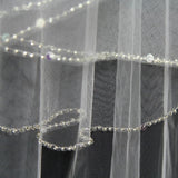 Runhufu Ivory Brilliant Beaded Edge Long Wedding Dress Veils Wedding Accessories Cathedral Bridal Veils In Stock Hot Selling