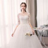 runhufu Sleeve Lace Wedding Dress New Lace Up Ball Gown Princess Luxury Appliques Wedding Dresses Vestido De Noiva