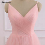 runhufu Pink Beach Wedding Dress boho Bridal Dresses Straps Tulle Zipper Back with 30cm tail Vestido De Noiva