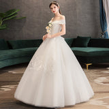 runhufu Dress 2023 New The Elegant Boat Neck Lace Up Ball Gown Off The Shoulder Sexy Vestido De Noiva Wedding Gown