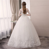 runhufu Sleeve Lace Wedding Dress New Lace Up Ball Gown Princess Luxury Appliques Wedding Dresses Vestido De Noiva