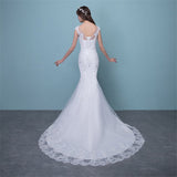 runhufu Novias Illusion Sexy Mermaid Wedding Dress New Style Korean Lace Appliques Sequined Fishtail Bride Princess estidos de noiva