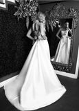 Runhufu Jumpsuit Wedding Dresses With Detachable Train 2023 A-Line Backless Lace Appliques Bridal Gown Pants Satin Sleeveless