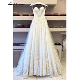 runhufu Sweetheart Spaghetti Straps Lace Wedding Dresses with Appliuqes Women Plus Size Bridal Gowns vestidos de novia