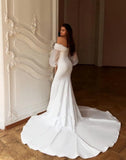 Runhufu Sweetheart Wedding Dress Women 2024 Mermaid Long Sleeve White Off The Shoulder Bridal Gown Sweep Train Vestidos De Novia