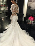 Runhufu Mermaid Wedding White Dresses Dubai African Arabic See Through Wedding Dress Long Sleeves Slim Fishtail Bridal Gowns 2024