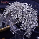 Runhufu HP420 Luxury Bridal Tiara Wedding Headband Rhinestone Wedding Hair Accessories Handmade Bride Headpiece Head Jewelry