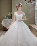 runhufu Off the Shoulder Luxury Lace Egde Embroidery 2023 Wedding Dresses Long Train V Neck Elegant Plus size Vestido De Noiva Bride