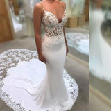 Runhufu Sexy Backless Mermaid Wedding Dresses Sweetheart See Through Lace Bridal Gown Cathedral Bridal Dress suknia ślubna