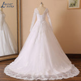 Runhufu NICEB Ball Gown Wedding Dress Long Sleeves Robe De Mariee Fashion Charming Lace Appliques Backless O Neck Women Custom