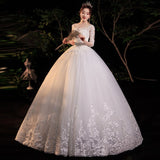 runhufu Sleeve Empire Illusion Wedding Dress For Pregnant Ball Gown 2023 Lace Embroidery Wedding Dress Robe De Mariee