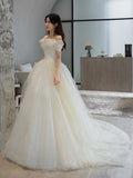 Runhufu Off The Shoulder Light Wedding Dress 2023 New Bridal Dress Ball Gown Tulle Wedding Dress