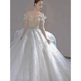 Runhufu The Shoulder Luxury Shinning Wedding Dress 2023 Princess Beading Ball Gown Bride Dresses Vestido De Noiva