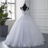 runhufu Video Spaghetti Straps White Ivory Tulle Bridal Ball Gown For Wedding Dresses New Luxury Pearls Marriage Customer Made