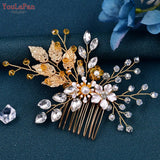 Runhufu HP67 Golden Color Woman Comb Floral Bridal Headwear Wedding Hairpin Party Brides Hair Clips Headdresses Bridesmaid Gift