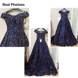 runhufu New Performance Quinceanera Dresses Off The Shoulder Green Dream Dress Prom Dress Big Train Bling Ball Gown Dresses