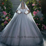 Runhufu Princess Wedding Dress Ladies Glitter Tulle Sweetheart Bridal Dress Robe De Mariee Off Shoulder Arab Dubai فستان Mariée