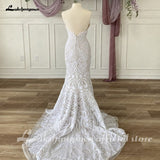 runhufu Lace Mermaid Wedding Dresses 2023 Sleeveless Spaghetti Straps Wedding Bridal Gowns Vestidos De Novia Custom Made