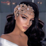 Runhufu Wedding Headpiece Crystal Flower Bridal Hair Accessories Bride Headwear Pageant Crown Women Hair Ornament Jewelry HP252