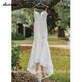 runhufu Lace Mermaid Wedding Dresses 2023 Sleeveless Spaghetti Straps Wedding Bridal Gowns Vestidos De Novia Custom Made