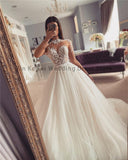 Runhufu Bohemian Wedding Dresses Women's Elegant Sweetheart A-Line Decal Princess Bridal Gowns Tulle Formal Beach Party Vestido