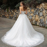 Runhufu 2023 Formal A-Line Wedding Dresses Sweetheart Appliques Princess Bridal Gowns Boho Beach Corset Wedding Gowns Custom Size