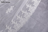 runhufu Luxury Lace Long Tulle Wedding Veils Two Layer With Comb White Ivory Bridal Veil for Bride Marriage Wedding Accessorie