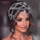 Runhufu HP471 Rhinestone Forehead Headband Fashion Crystal Bridal Headpiece Party Wedding Hair Accessories Bride Tiara Headwear