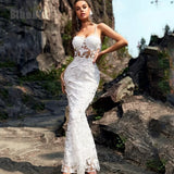 Runhufu Mermaid Wedding Dress For Woman 2024 Spaghetti Straps Open Back Lace Appliques Bridal Gowns Vestido De Noiva Customed