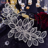 Runhufu Hollow Leaf Headband for Woman Rhinestone Bridal Headpiece Wedding Hair Accessories Bridesmaid Bride Headdress HP256A