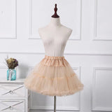 Runhufu Women Girls Ruffled Short Petticoat Solid White Color Fluffy Bubble Tutu Skirt Puffy Half Slip Prom Crinoline Underskirt