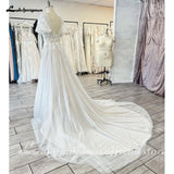 runhufu Lace V-Neck Boho Wedding Dress with Sleeves vestidos de fiesta A Line Tulle Beach Wedding Gowns 2023 Hochzeit