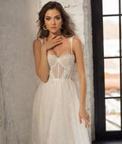Runhufu Spaghetti Straps Lace Appliques Boho Wedding Dress 2023 Corset Closure Elegant Sweetheart A-Line Bridal Gowns 925