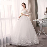 runhufu Sleeve Lace Wedding Dress New Lace Up Ball Gown Princess Luxury Appliques Wedding Dresses Vestido De Noiva