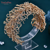 Runhufu Rhinestone Bridal Headbands Alloy Leaf Wedding Tiara Bride Wedding Hair Accessories Jewelry for Women Headpiece HP386